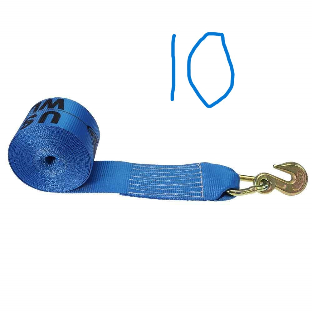 4" x 30' Winch Strap with Grab Hook | Blue | 10-Pack