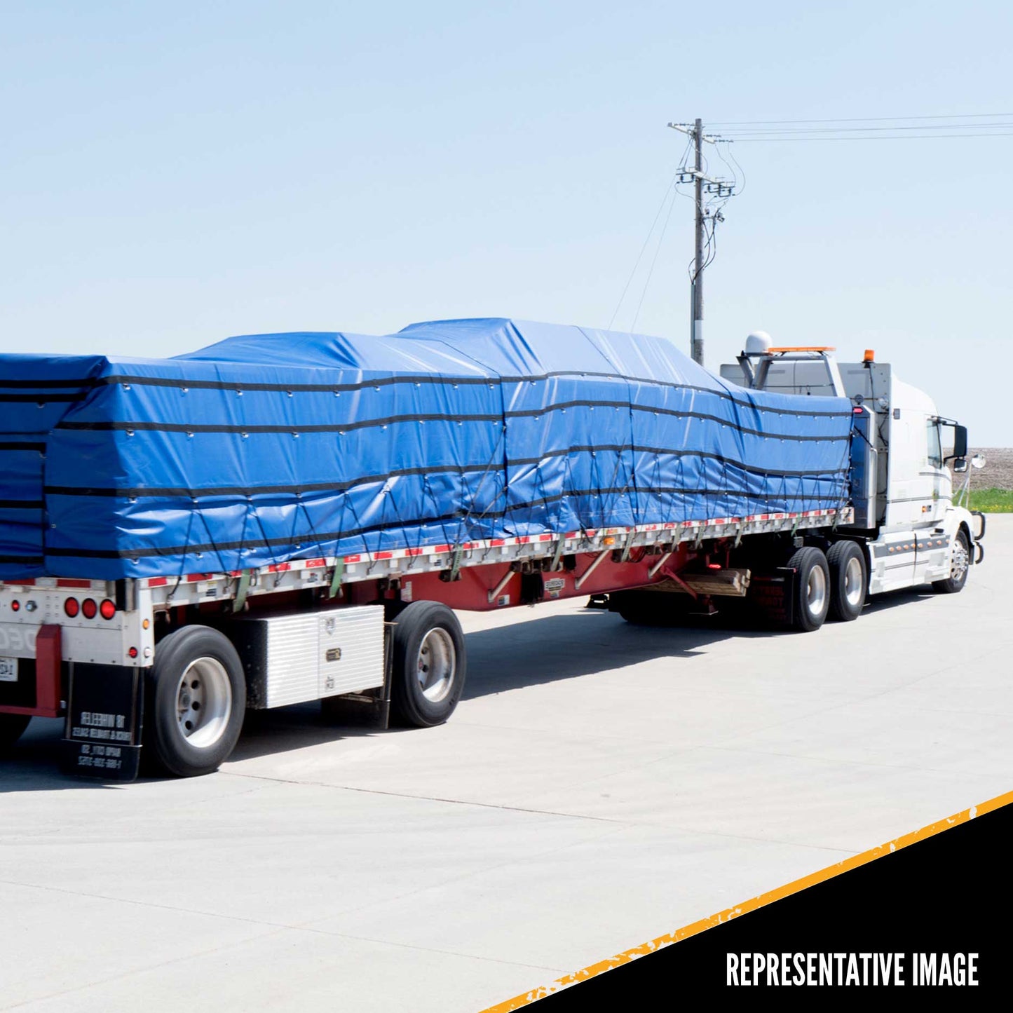 Heavy Duty Lumber Tarp 16 foot x 28 foot (4 foot Drop & Flap) 18 oz Blue Tarp image 9 of 9