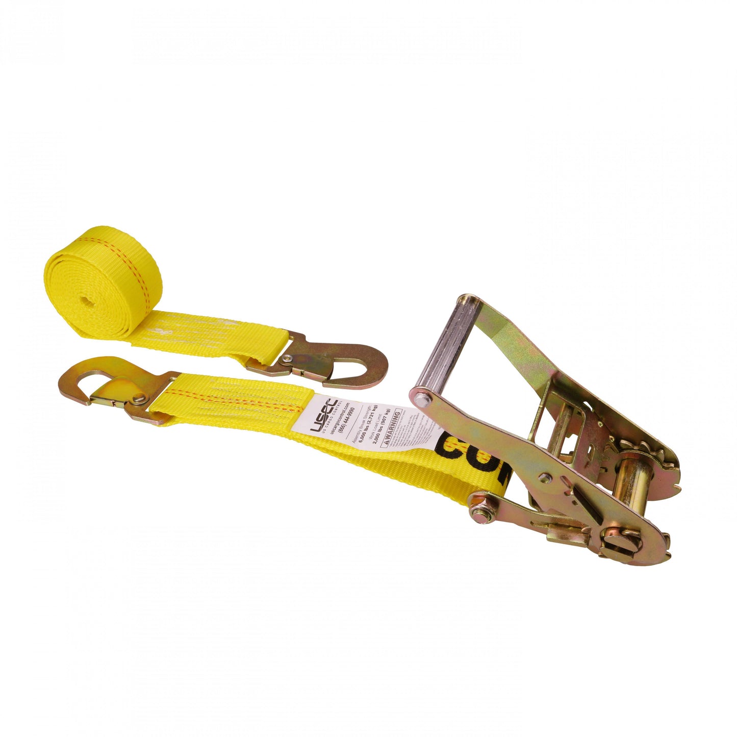 2 inch x 8 foot Yellow Car Tie Down Straps w Flat Snap Hooks