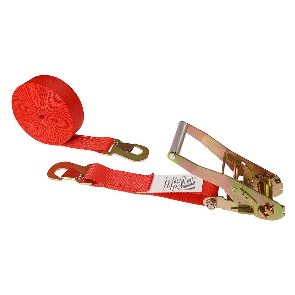 2 inch x 27 foot Red Ratchet Strap w Flat Snap Hooks image 1 of 3