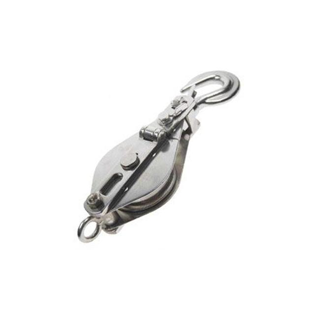 Snatch Block w/ Hook & Brass Bushing T304 SS 1/2" x 3"