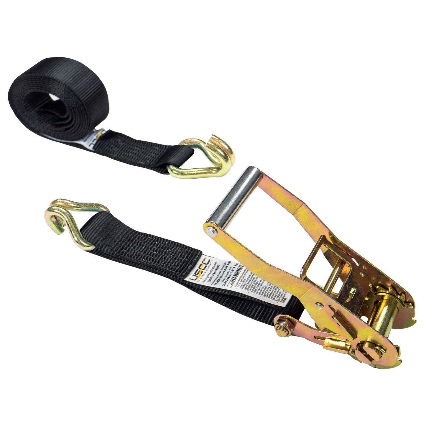 2" x 12' Black Ratchet Strap w/ Double J Hook
