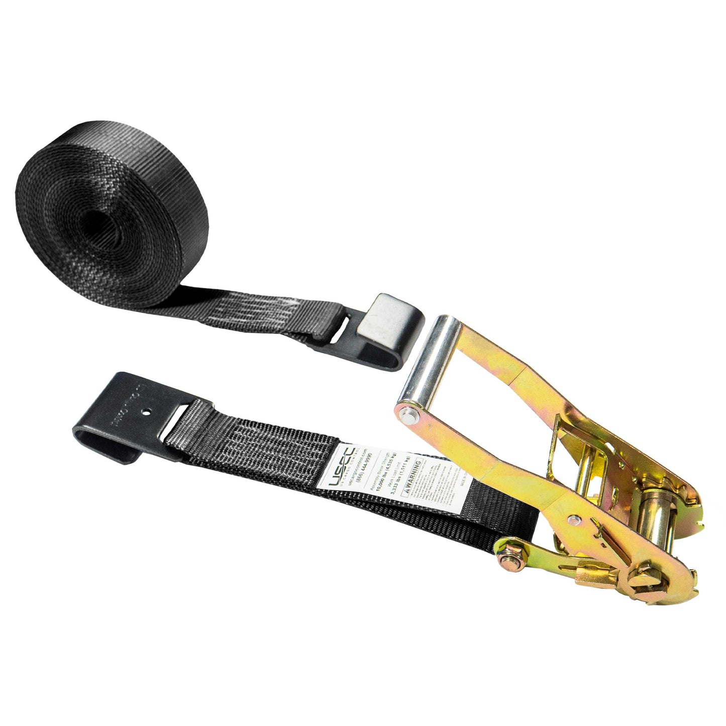 2" x 30' Black Ratchet Strap w/ Black Flat Hook