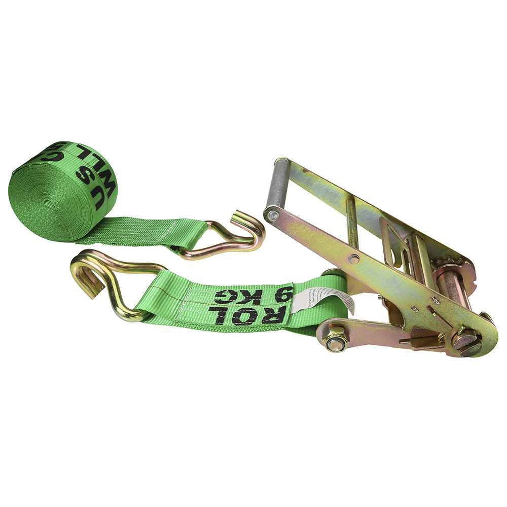 4 inch x 40 foot Green Ratchet Strap w Wire Hooks image 1 of 3