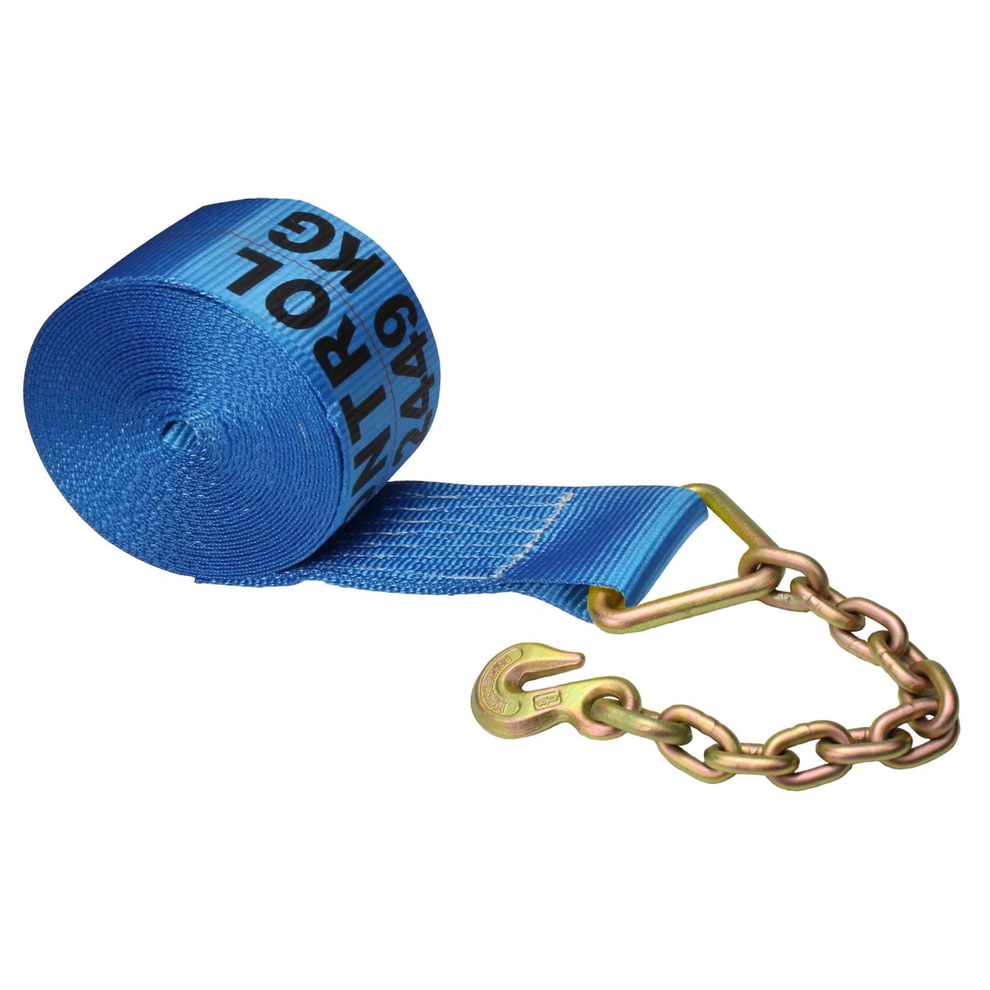4 inch x 30 foot Blue Winch Strap with Chain Extension