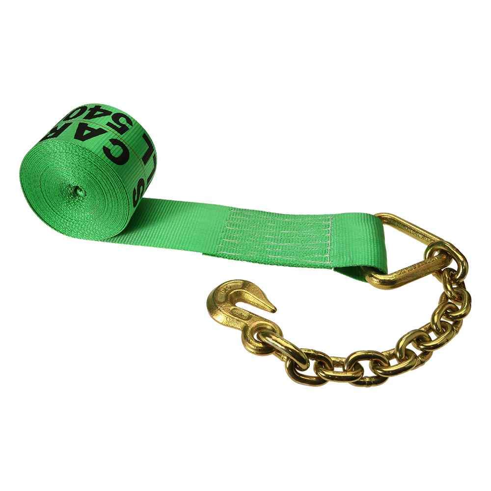 4 inch x 27 foot Winch strap with Chain Extension