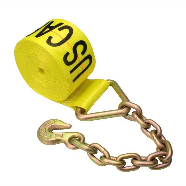 4 inch x 27 foot Winch Straps with Chain Extension image 1 of 3