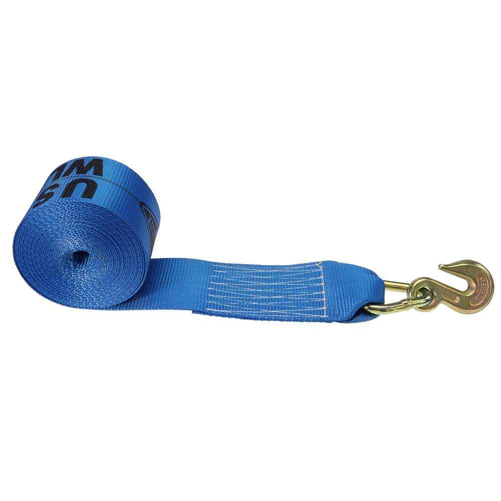 4 inch x 30 foot Blue Winch Strap with Grab Hook