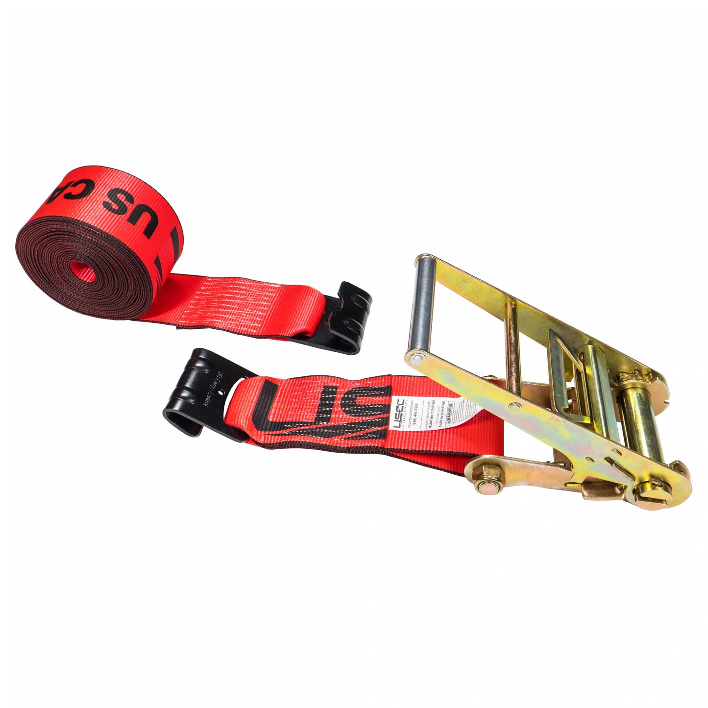 4 inch x 30 foot Red Ratchet Strap w Flat Hooks image 1 of 9
