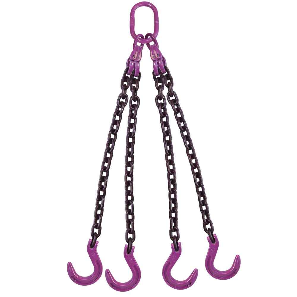 38 inch x 12 foot 4 Leg Chain Sling w Foundry Hooks Grade 100 image 1 of 3