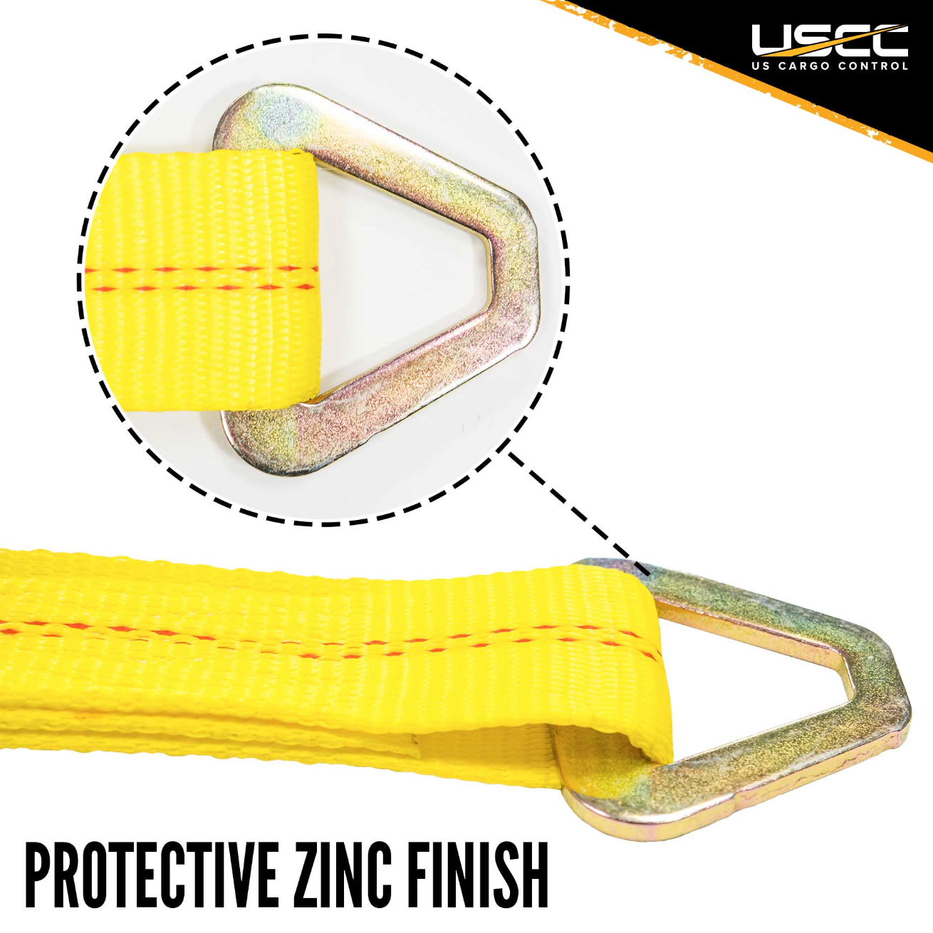 2" x 30' Yellow Ratchet Strap w/ D-Rings