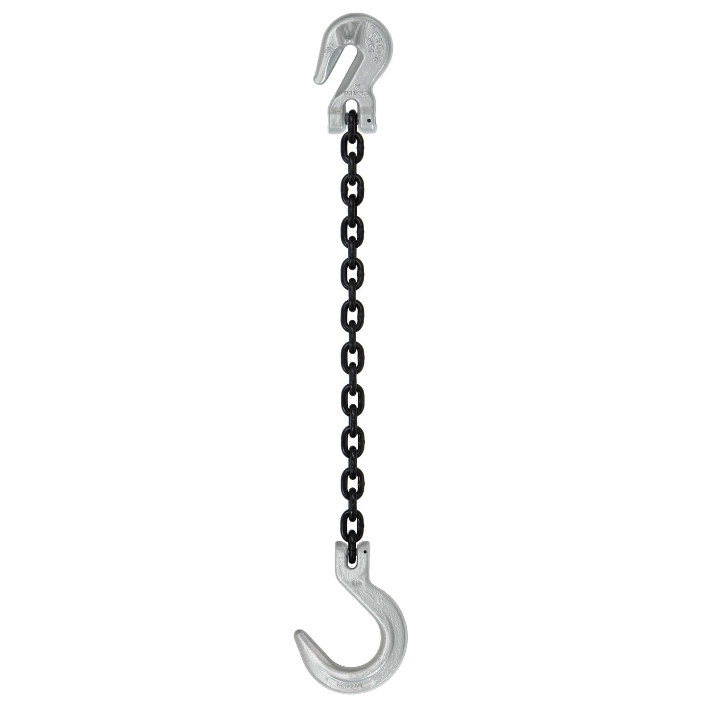 12 inch x 20 foot Crosby Single Leg Chain Sling w Grab & Foundry Hooks Grade 100 image 1 of 2