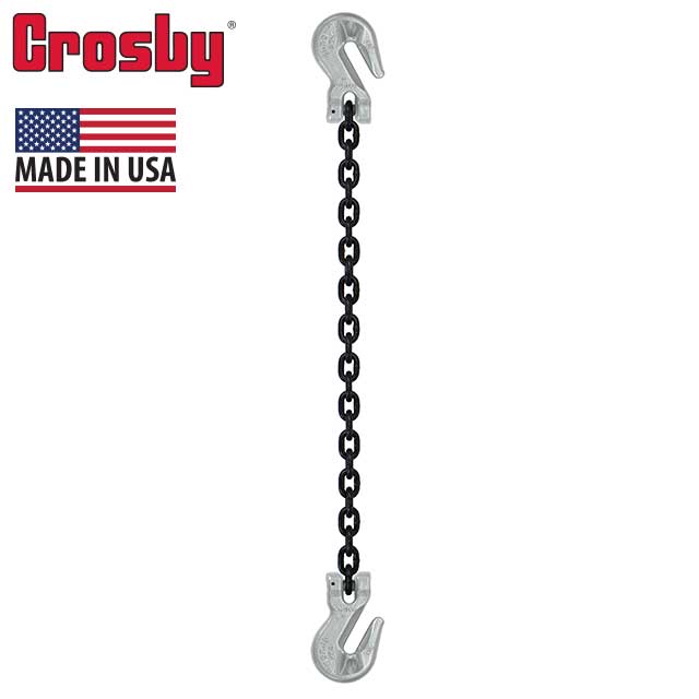 58 inch x 12 foot Crosby Single Leg Chain Sling w Grab & Grab Hooks Grade 100 image 2 of 2