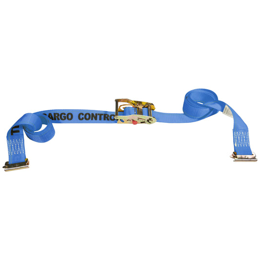 2 inch x 20 foot Blue Sliding E Track Ratchet Strap w Spring EFittings image 2 of 9