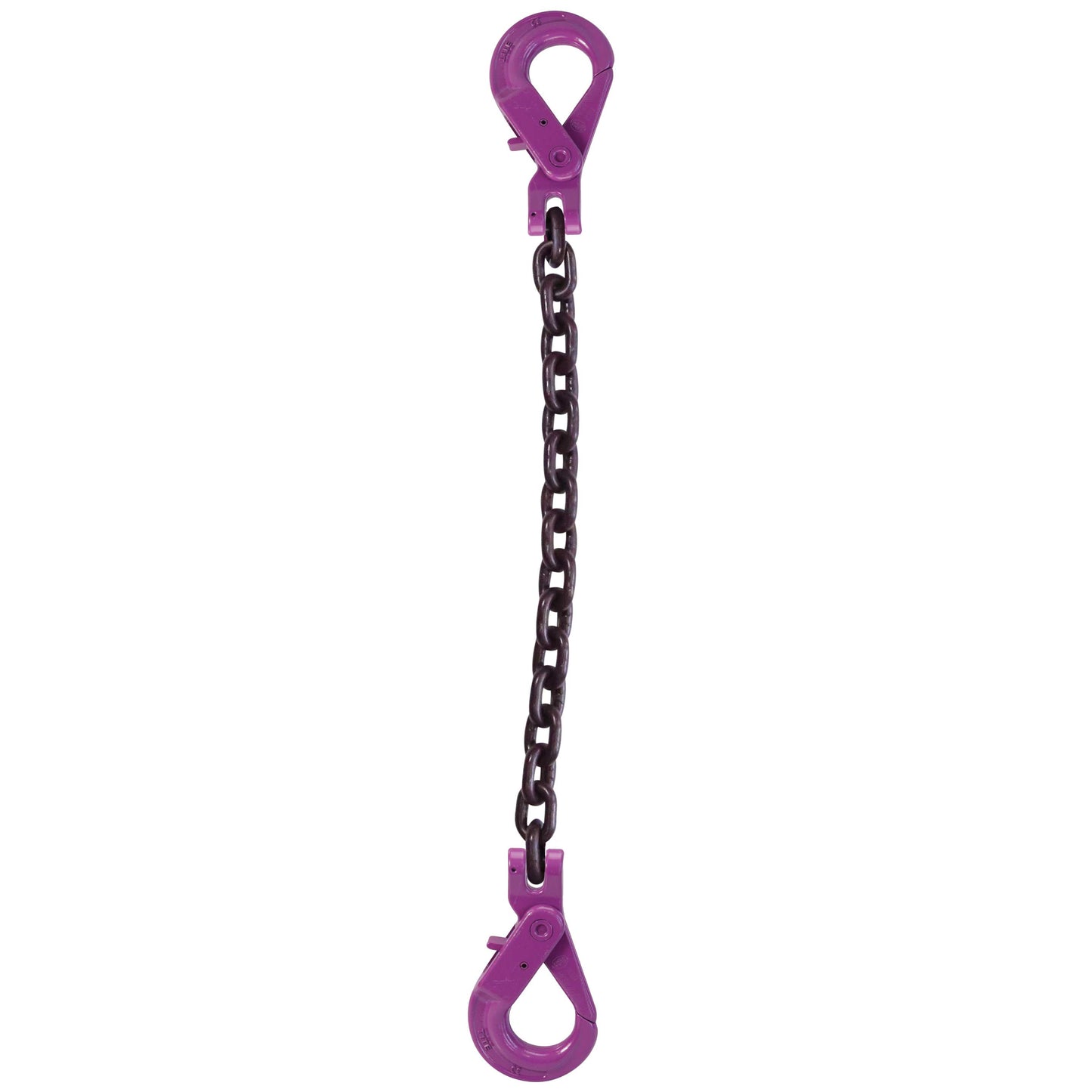 12 inch x 3 foot Single Leg Chain Sling w SelfLocking & SelfLocking Hooks Grade 100 image 1 of 2