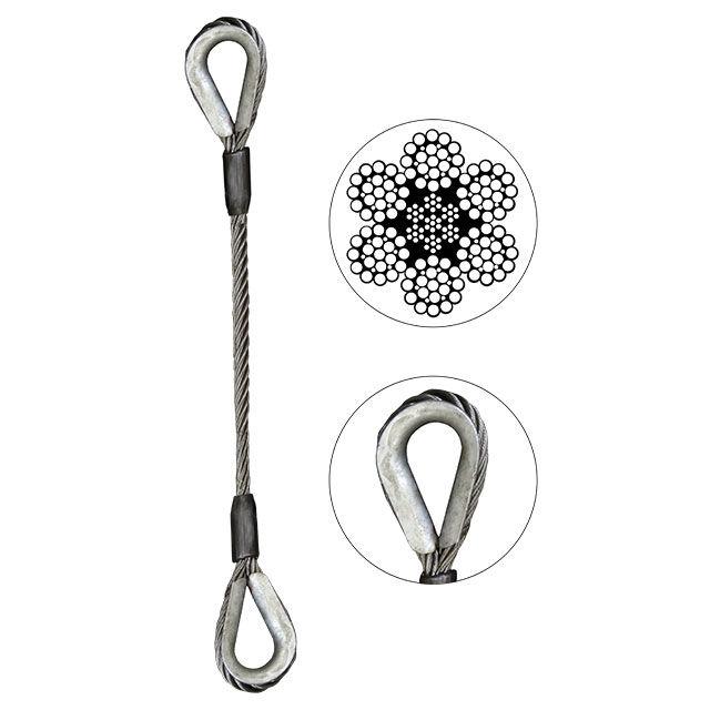 Wire Rope Sling Single Leg Thimble and Thimble 12 inch x 4 foot image 1 of 2