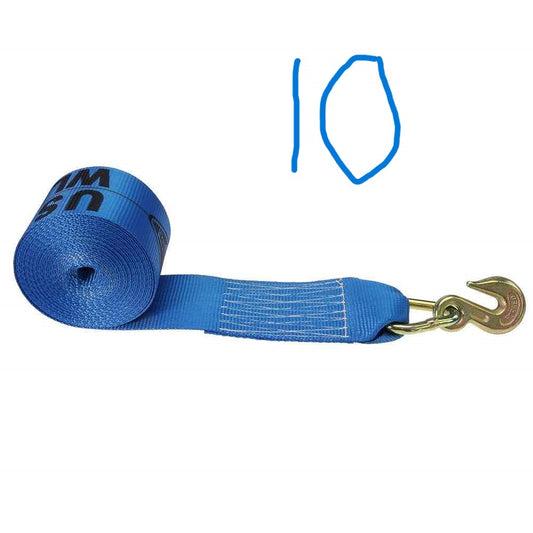 4" x 30' Winch Strap with Grab Hook | Blue | 10-Pack