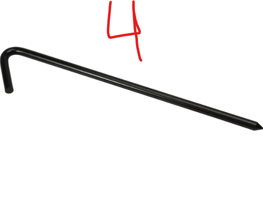 5/16" x 10" Tarp Stake - Black - 4Pack