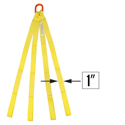 1 inchx4 foot (1 ply) Quad Leg Nylon Sling w Master Link & Sewn Loop image 2 of 2