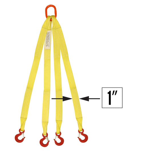1 inchx10 foot (1 ply) Quad Leg Nylon Sling w Master Link & Sling Hook image 2 of 2