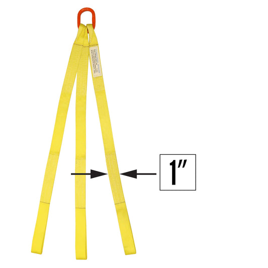 1 inchx4 foot (2 ply) Triple Leg Nylon Sling w Master Link & Sewn Loop image 2 of 2