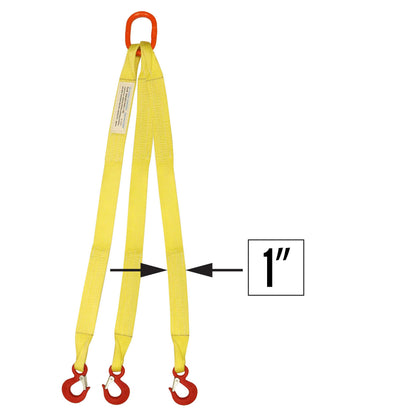 1 inchx3 foot (2 ply) Triple Leg Nylon Sling w Master Link & Sling Hook image 2 of 2