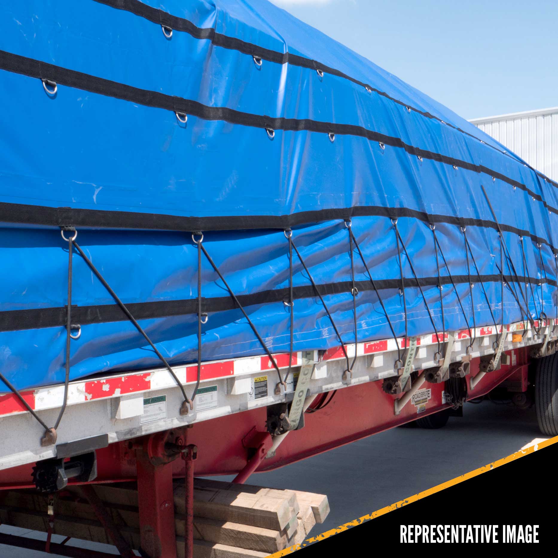 Heavy Duty Lumber Tarp 16 foot x 28 foot (4 foot Drop & Flap) 18 oz Blue Tarp image 7 of 9
