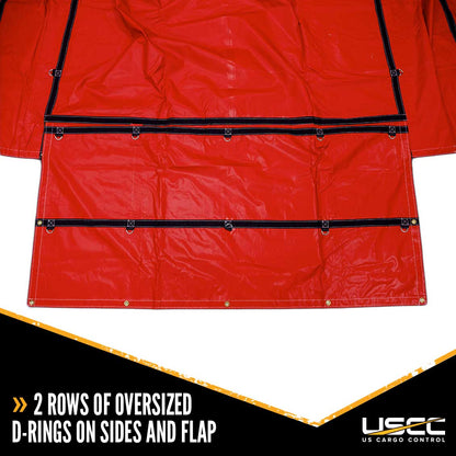 Heavy Duty Lumber Tarp 16 foot x 28 foot (4 foot Drop & Flap) 18 oz Red Tarp image 5 of 9