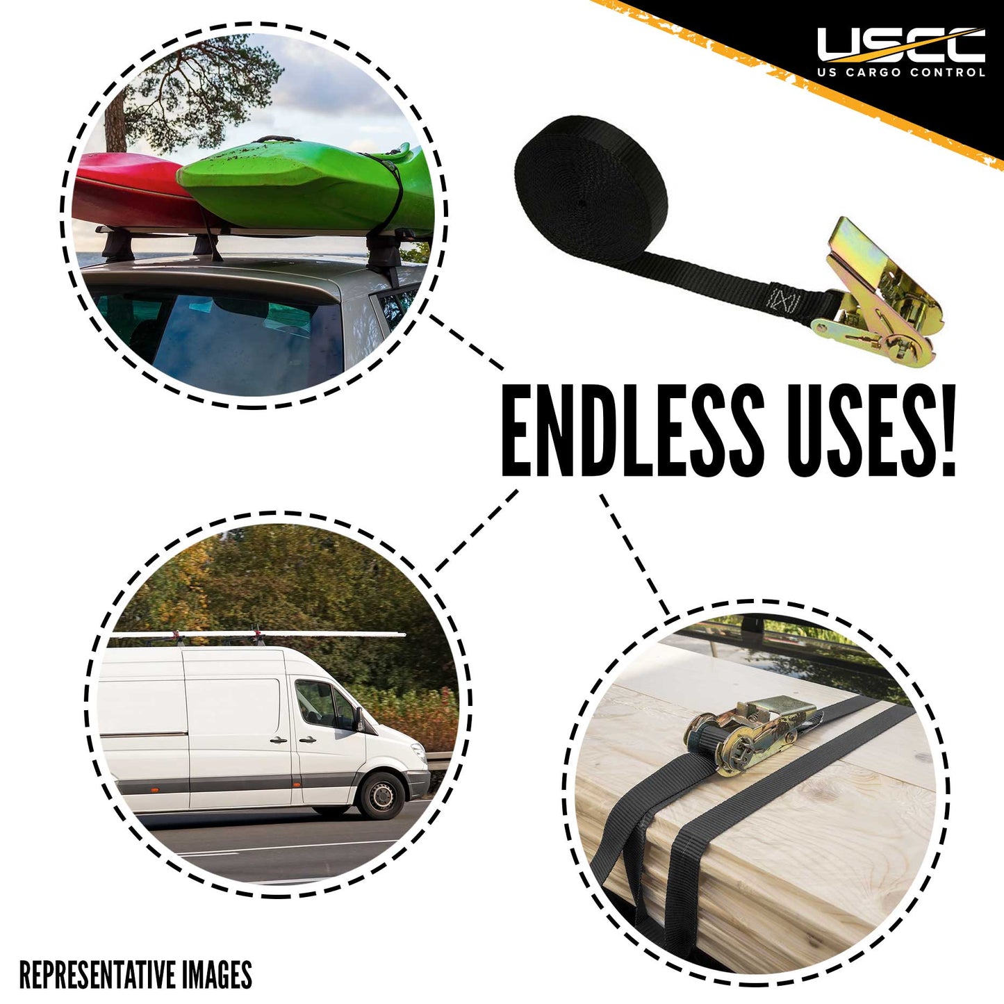 1 inch x 15 foot Black Endless Ratchet Strap image 9 of 9