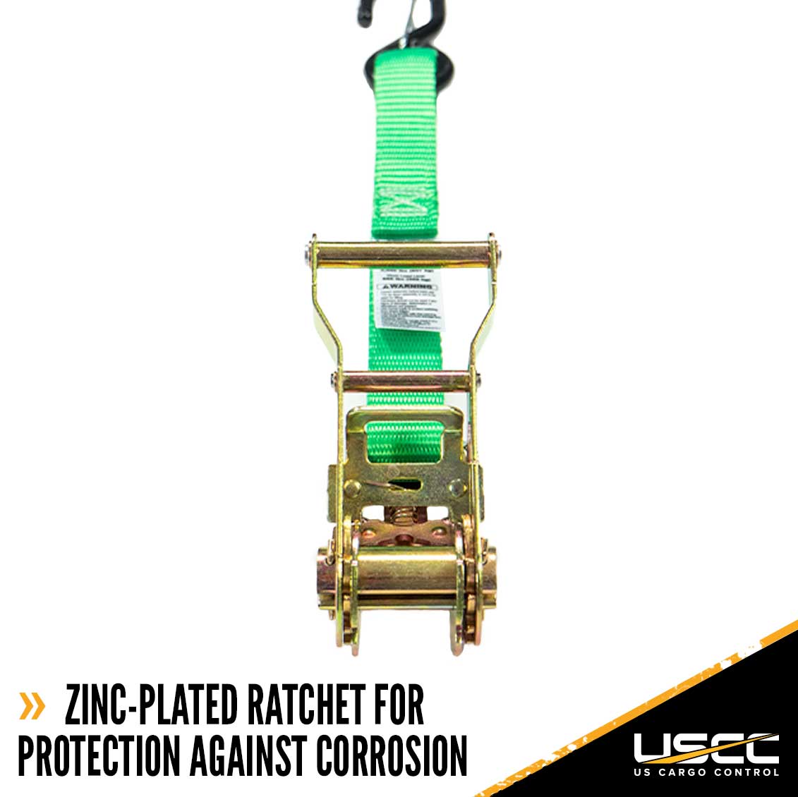 1" x 10' Green Ratchet Strap w/ S-Hook and Keeper
