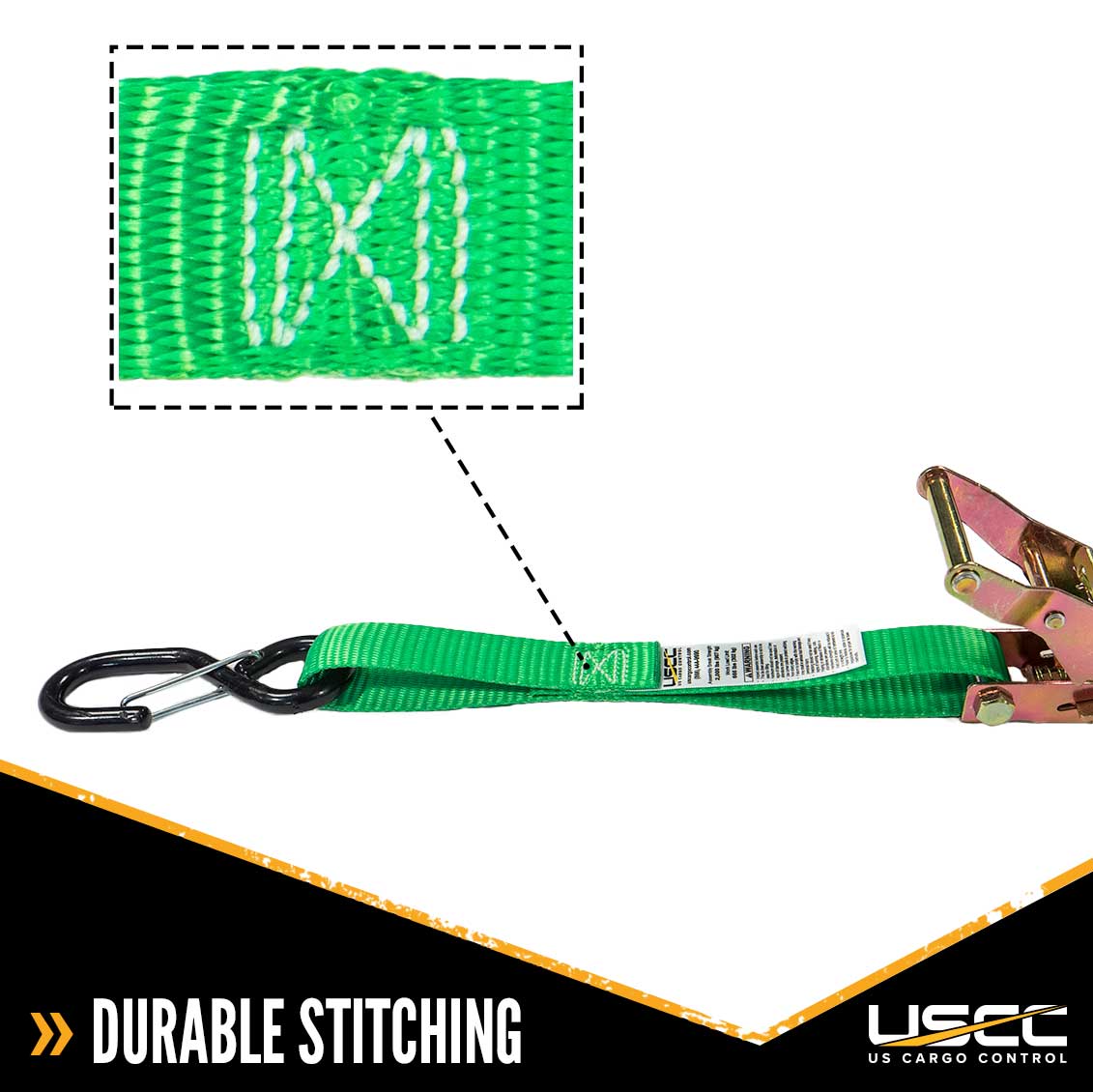 1" x 10' Green Ratchet Strap w/ S-Hook and Keeper