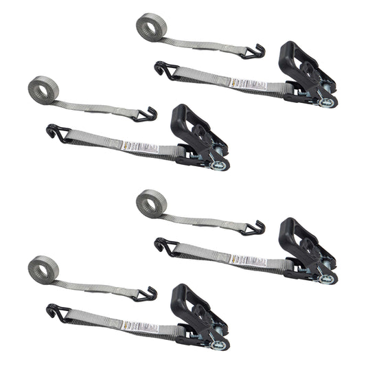 1 inch x 6 foot Rubber Coated Ratchet Strap w Wire Hooks 4 Pack image 1 of 7
