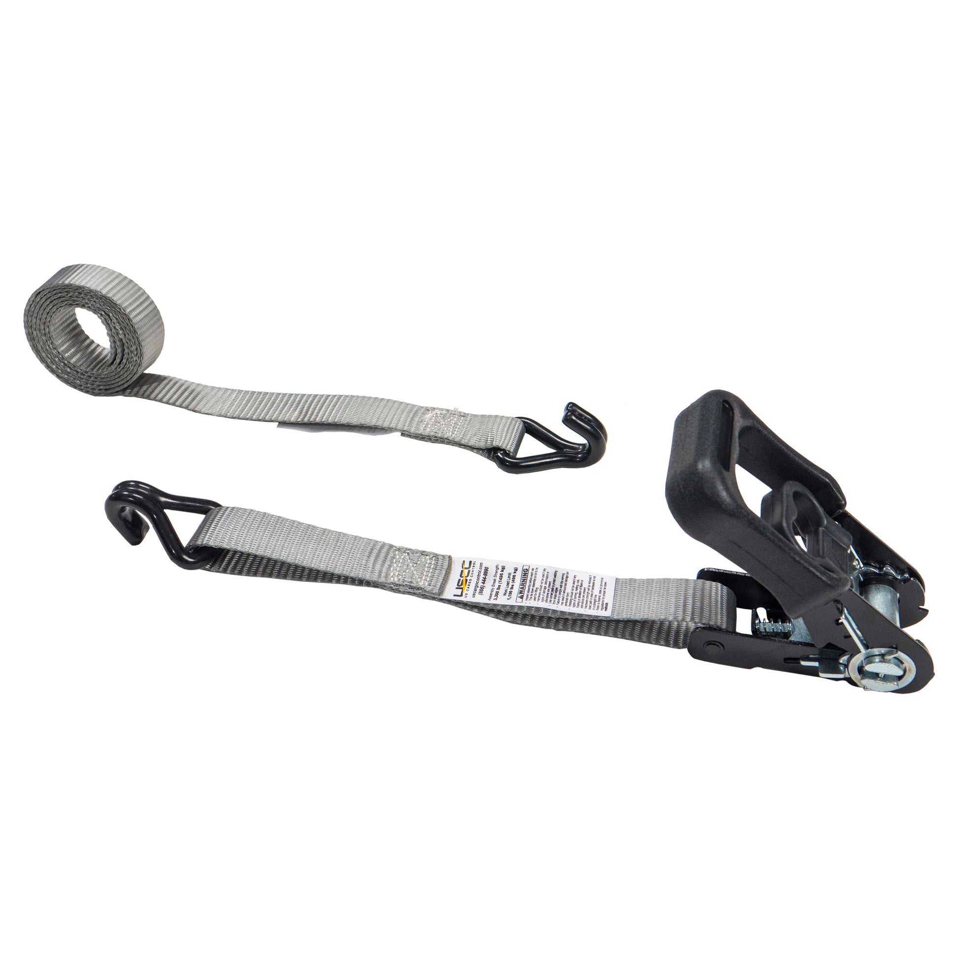 1 inch x 10 foot Rubber Coated Ratchet Strap w Vinyl Coated Wire Hooks image 1 of 7