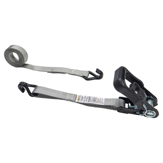 1 inch x 10 foot Rubber Coated Ratchet Strap w Vinyl Coated Wire Hooks image 1 of 7