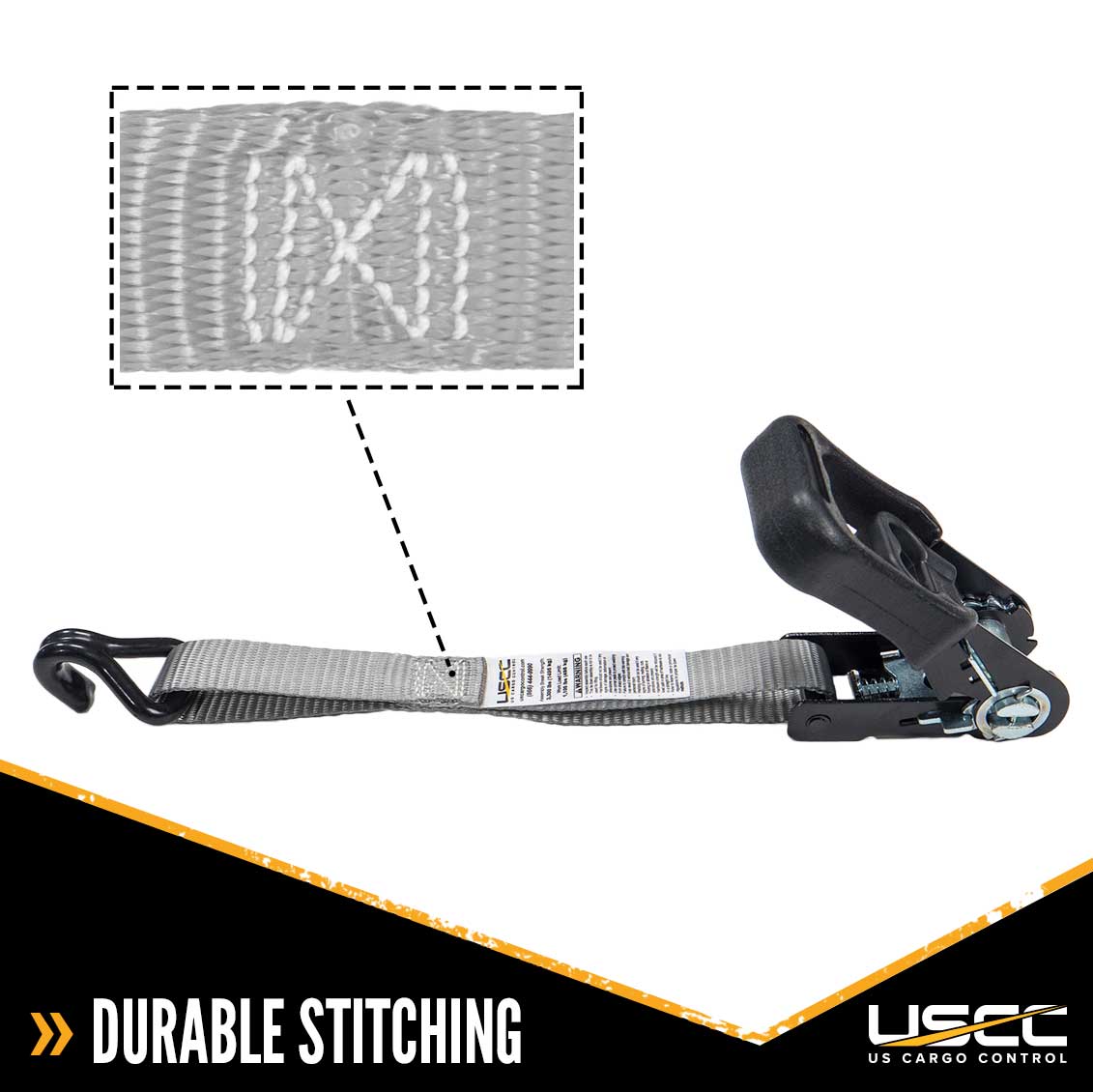 1 inch x 10 foot Rubber Coated Ratchet Strap w Vinyl Coated Wire Hooks image 6 of 7