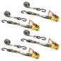 1" x 8' Camo Tree Stand Ratchet Strap w/ Vinyl Coated S-Hook w/ Keeper - 4 pack
