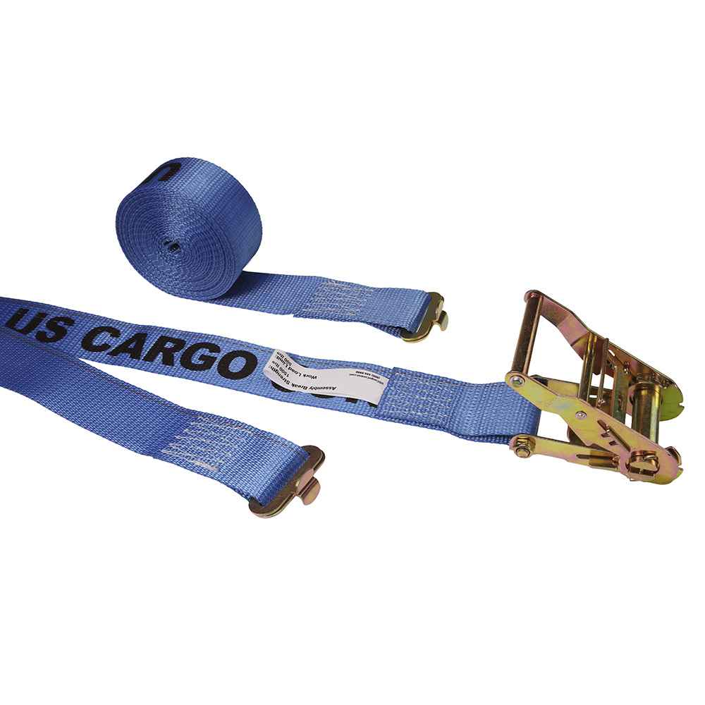2 inch x 20 foot Blue Ratchet Strap wButterfly F Track Fittings image 1 of 3