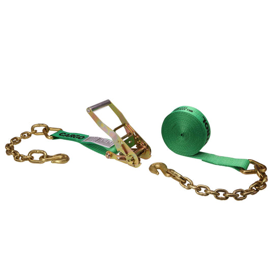 2 inch x 27 foot Green Ratchet Strap w Chain Extension