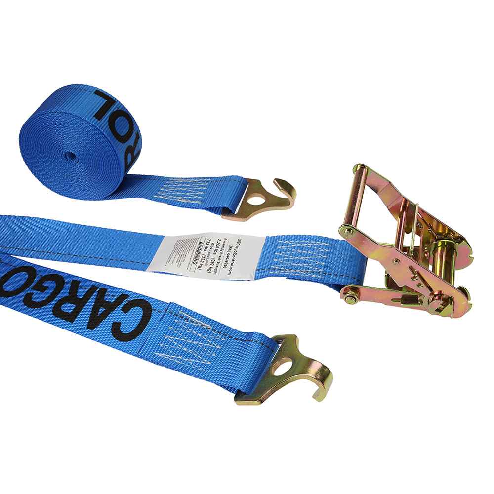 2 inch x 20 foot Blue Plate Trailer Strap w FHook And Ratchet image 1 of 3