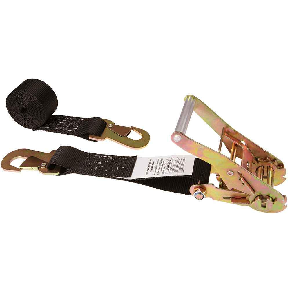 2 inch x 12 foot Black Car Tie Down w Flat Snap Hooks image 1 of 3