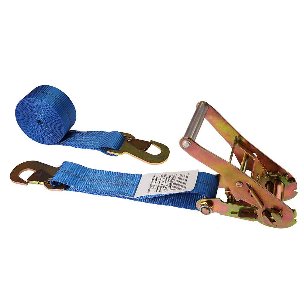 2 inch x 12 foot Blue Car Tie Down Strap w Flat Snap Hooks image 1 of 3