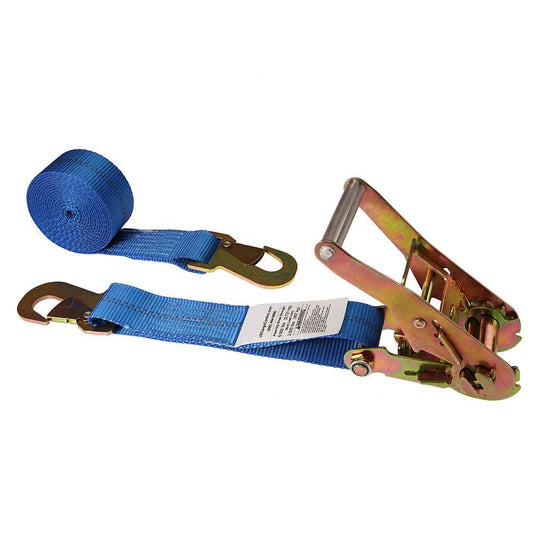 2 inch x 12 foot Blue Car Tie Down Strap w Flat Snap Hooks image 1 of 3