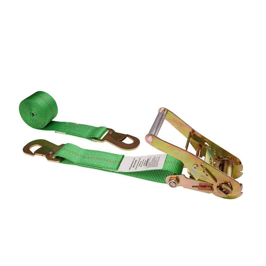2 inch x 8 foot Green Car Tie Down Strap w Flat Snap Hooks image 1 of 3