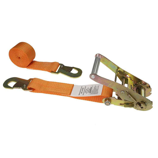 2 inch x 12 foot Orange Car Tie Down Strap w Flat Snap Hooks image 1 of 3