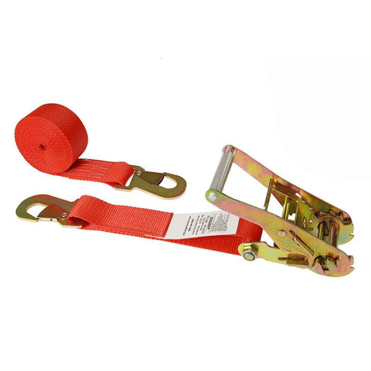 2 inch x 12 foot Red Car Tie Down Strap w Flat Snap Hooks image 1 of 3