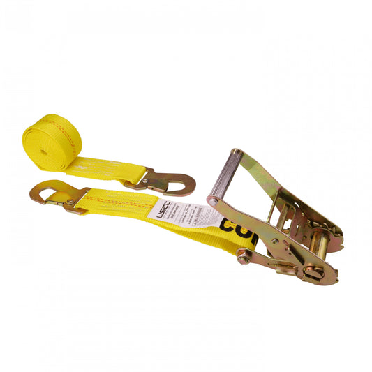 2 inch x 8 foot Yellow Car Tie Down Straps w Flat Snap Hooks