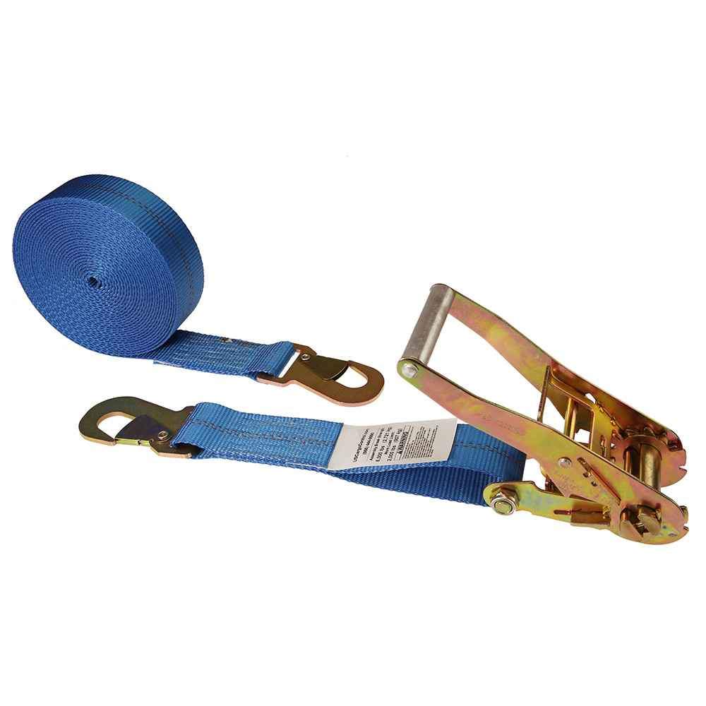 2 inch x 27 foot Blue Ratchet Strap w Flat Snap Hooks image 1 of 3