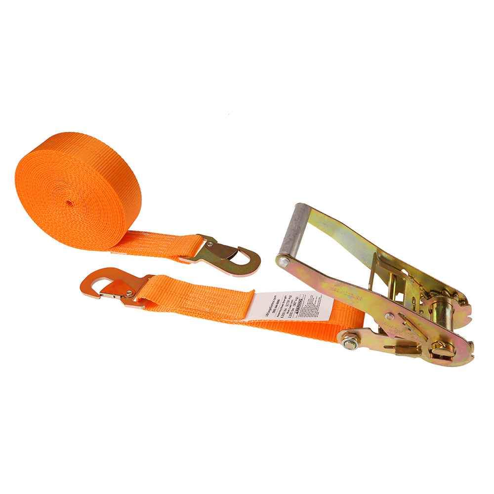 2 inch x 27 foot Orange Ratchet Strap w Flat Snap Hooks image 1 of 3
