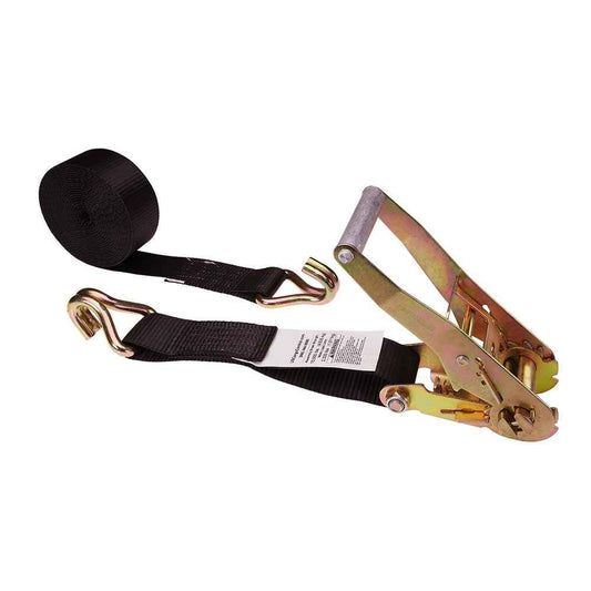 2 inch x 24 foot Black Ratchet Strap w Double J Hook image 1 of 3