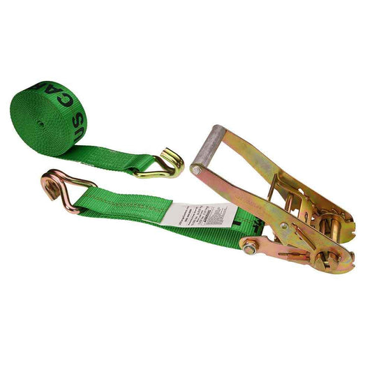 2 inch x 27 foot Green Ratchet Strap w Double J Hook image 1 of 3